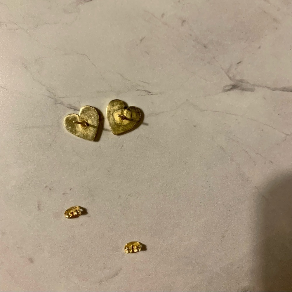 Collections by Joya for Golden Gems Metallic Gold Broken Heart Stud Earrings - Picture 5 of 6